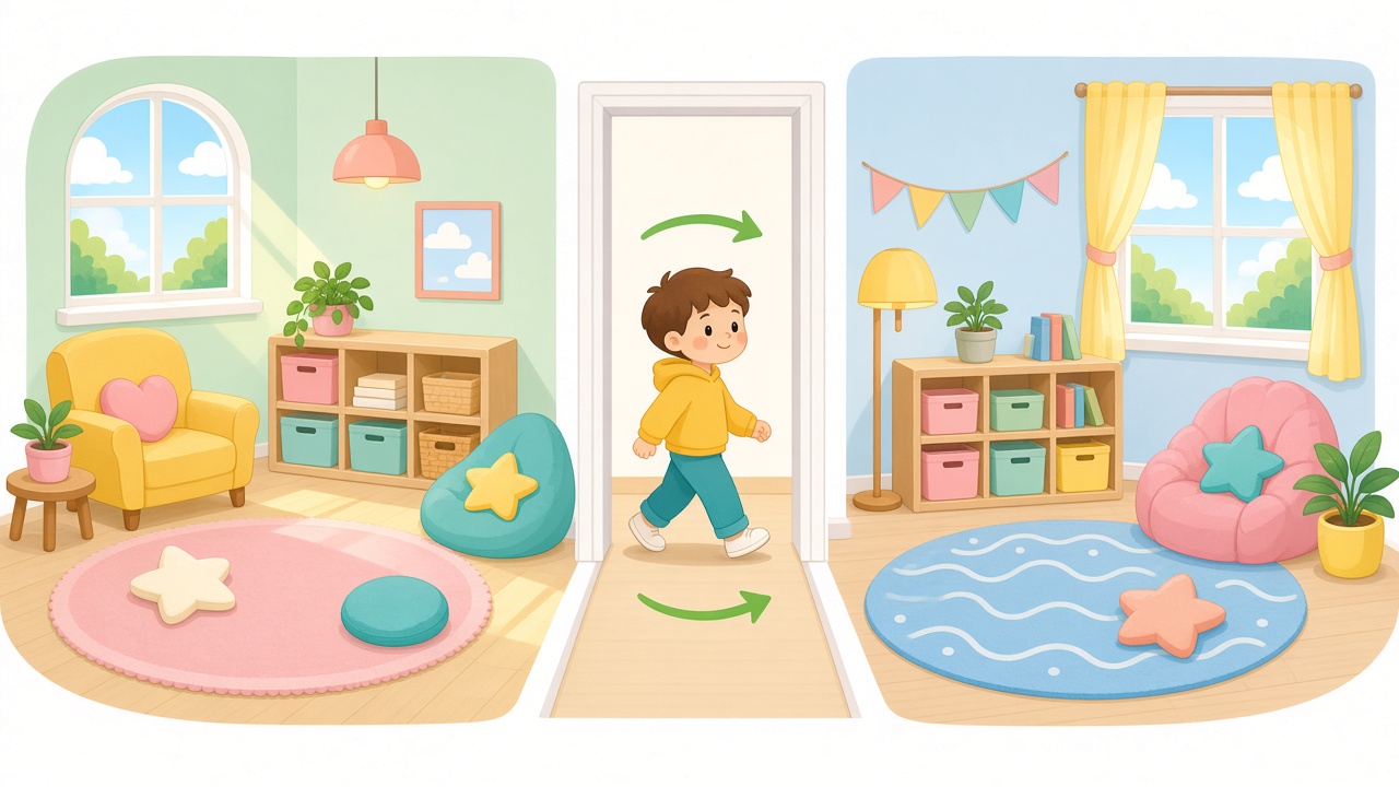 חציית דלת לחדר השני: מיקום −1 והמרחק 1